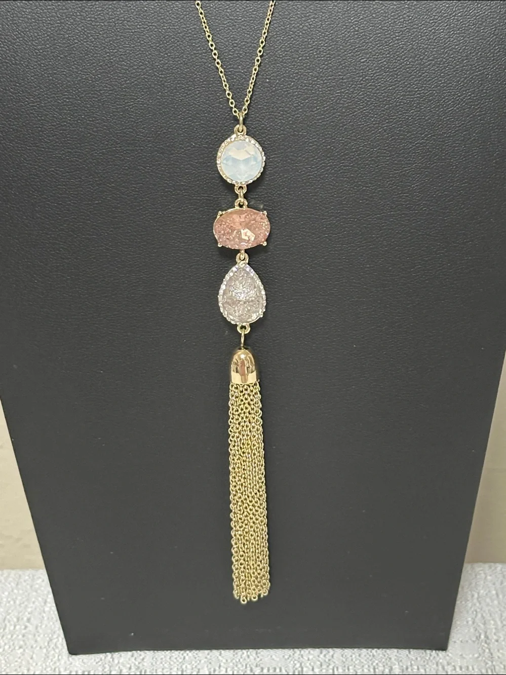 Loft Gold Tone Dainty Chain Long Tassel Necklace